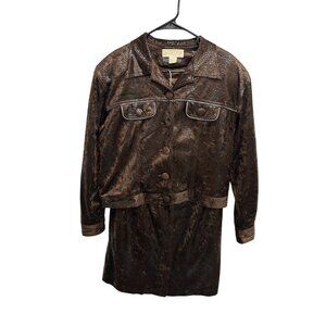 Vintage Christine Phillipe Brown Jacket Skirt Set Size M 1997 California Couture